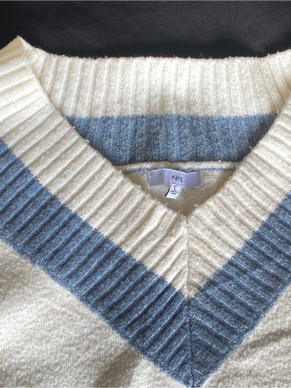 FATE Merino Wool Cricket Sweater Size M New White Blue V-Neck Thick Knit
FATE s - Picture 5 of 6